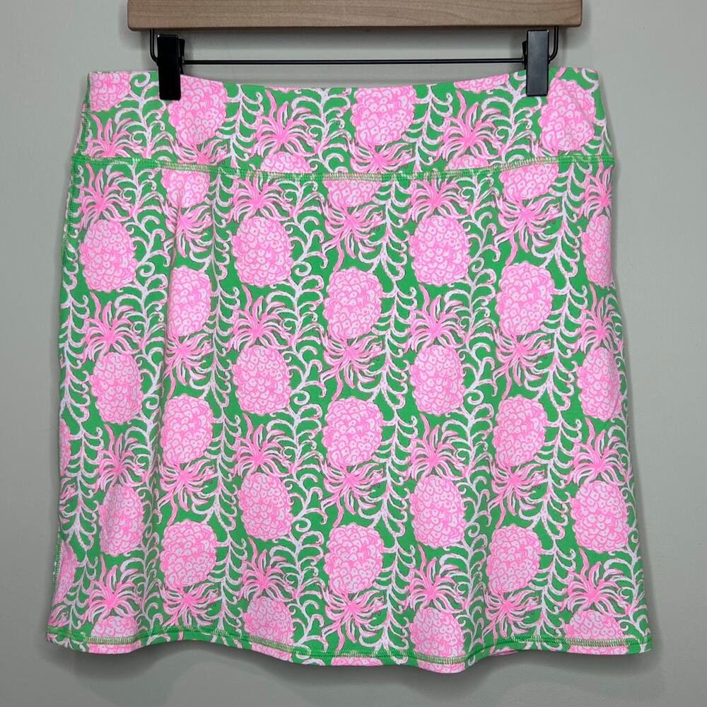 Lilly Pulitzer UPF 50+ Luxletic Maryana Skort Size L Fauna Green Pineapple Print - Picture 6 of 8